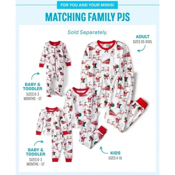 Unisex Adult Santa and Reindeer Cotton Pajamas, Size XXL - Picture 2 of 3